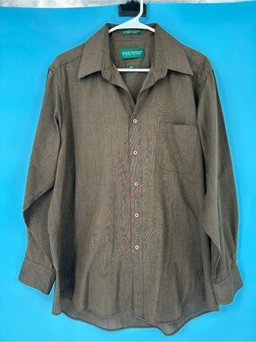 Harve Benard Brown Long-Sleeve Dress Shirt